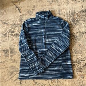 L.L.Bean Blue Striped Quarter-Zip Pullover